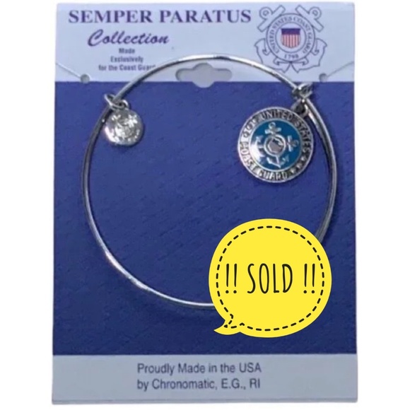SOLD  ! USA Coast Guard Bracelet Bangle Charm Pendants Women’s Silver Tone OS - Picture 1 of 16